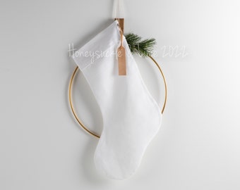 Personalised Christmas Stocking - White Linen