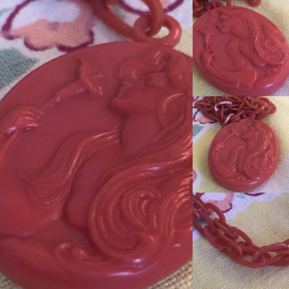 Celluloid Cameo Necklace