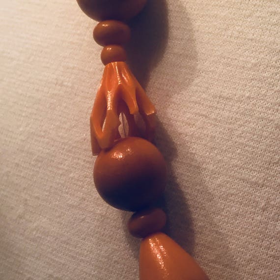 Necklace Celluloid Beads Soft peachy orange As Is - image 7