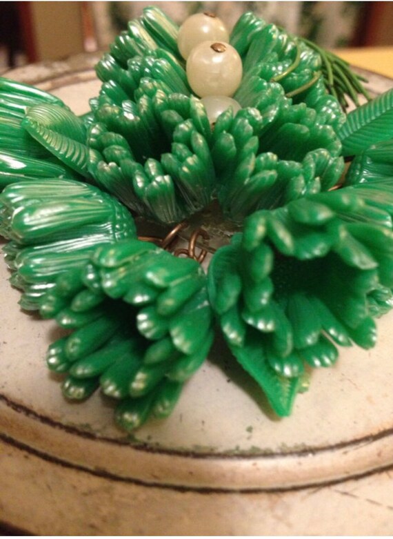 Haskell Brooch Frank Hess style 1940s Green Cellu… - image 2