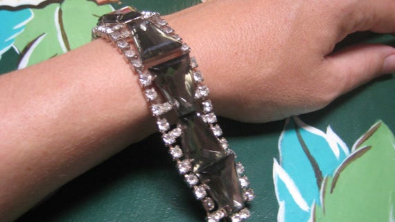 Wide Perfect 50s Rhinestone Bracelet Collectible - image 3