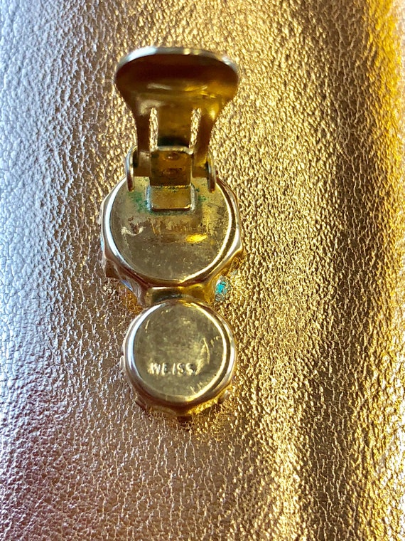 Weiss Earrings Clip on Rhinestones Vintage 1950s … - image 6