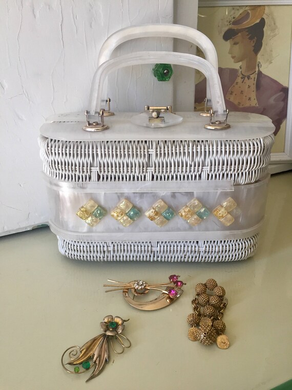Lucite Basket Purse As Is 1950s-60s