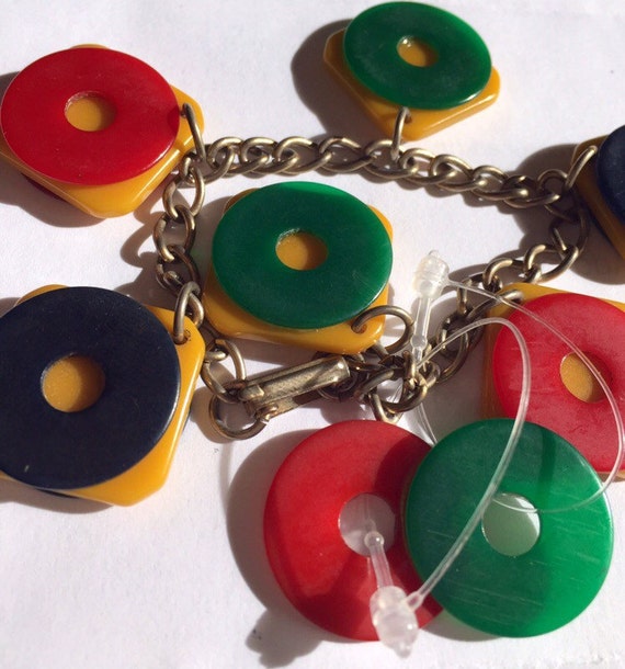 Bakelite Bracelet Chain with Discs As Is