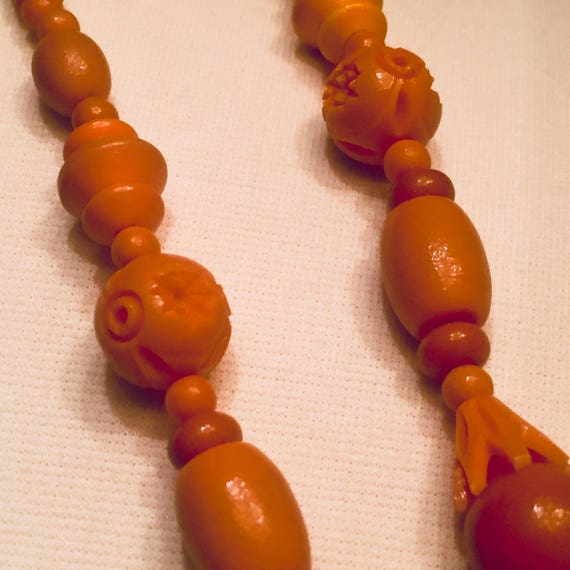 Necklace Celluloid Beads Soft peachy orange As Is - image 6