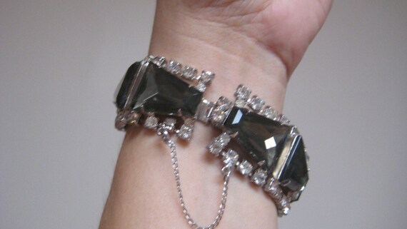 Wide Perfect 50s Rhinestone Bracelet Collectible - image 4