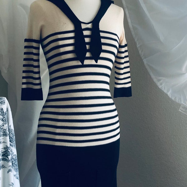 Sonia Rykiel Knit Dress SONIA Striped Sailor Tunic Size Small - Medium AS IS