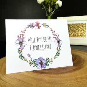 Va vous être Ma demoiselle carte, carte de couronne florale, intérieur blanc, noir ou blanc enveloppe,