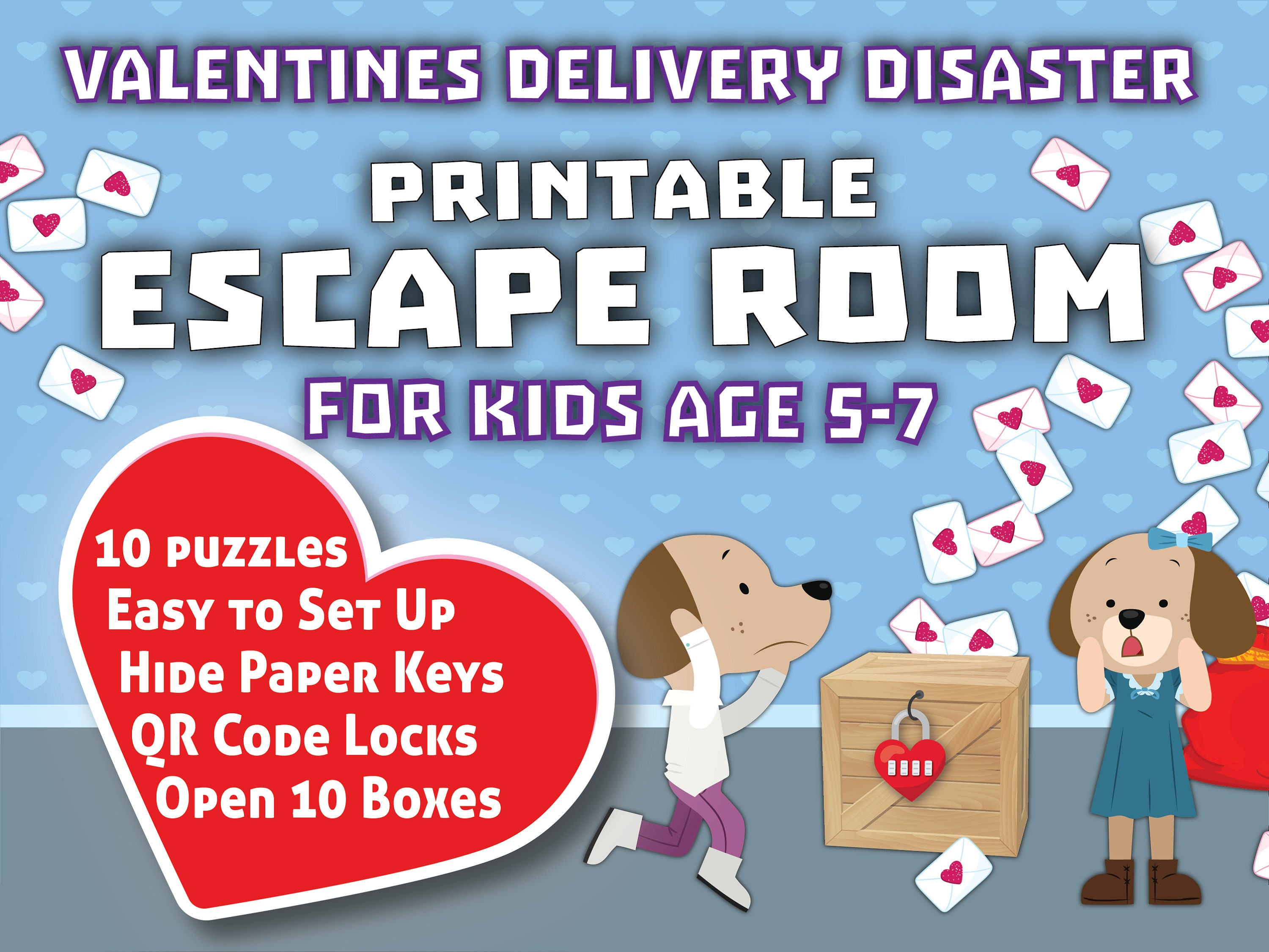 Kids valentine puzzles at