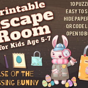 Easter Escape Room for Kids age 5-7 | The Case of the Missing Bunny | Printable Escape Room, QR Code Locks, Easy set up