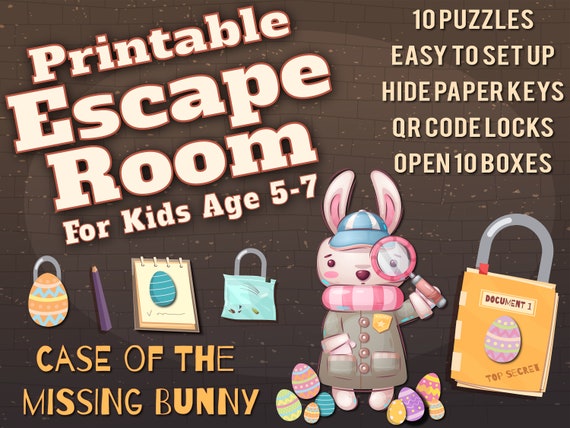 Easter Escape Room for Kids age 5-7 | The Case of the Missing Bunny | Printable Escape Room, QR Code Locks, Easy set up
