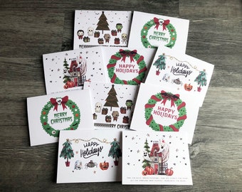 Lot de 10 cartes de Noël effrayantes, Creepmas, Noël gothique, cartes de Noël rigolotes, jeu de cartes de Noël effrayantes, Joyeux Creepmas