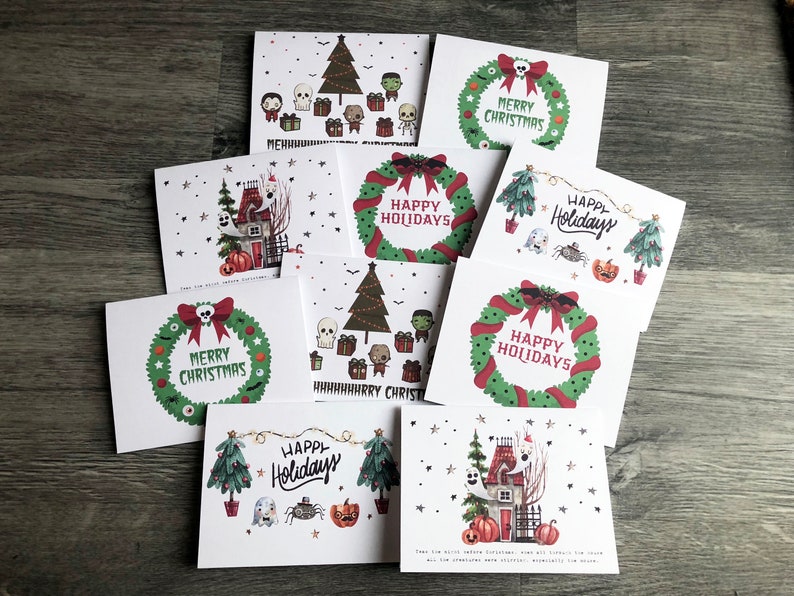Christmas Cards 10 pack Spooky Christmas Gothic Christmas image 0