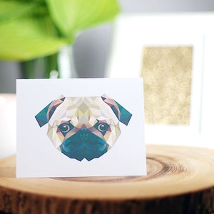 Carte de voeux de chien, fait à la main, vide à l’intérieur, noir ou blanc enveloppe, polygone