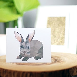 Carte de voeux, fait à la main, intérieur blanc, noir ou blanc de lapin enveloppe, polygone
