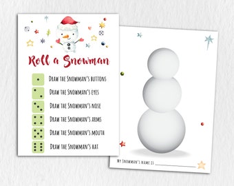 Christmas Roll A Snowman Dice Game,Christmas Dice Game,Printable Christmas Games,Christmas Games for Kids, Christmas Activities,Dice Game