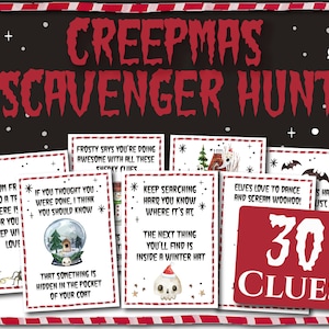 Creepmas Scavenger Hunt,Christmas Treasure Hunt,Christmas Treasure Hunt Game,Christmas games,Christmas Activities,Goth Christmas, Games