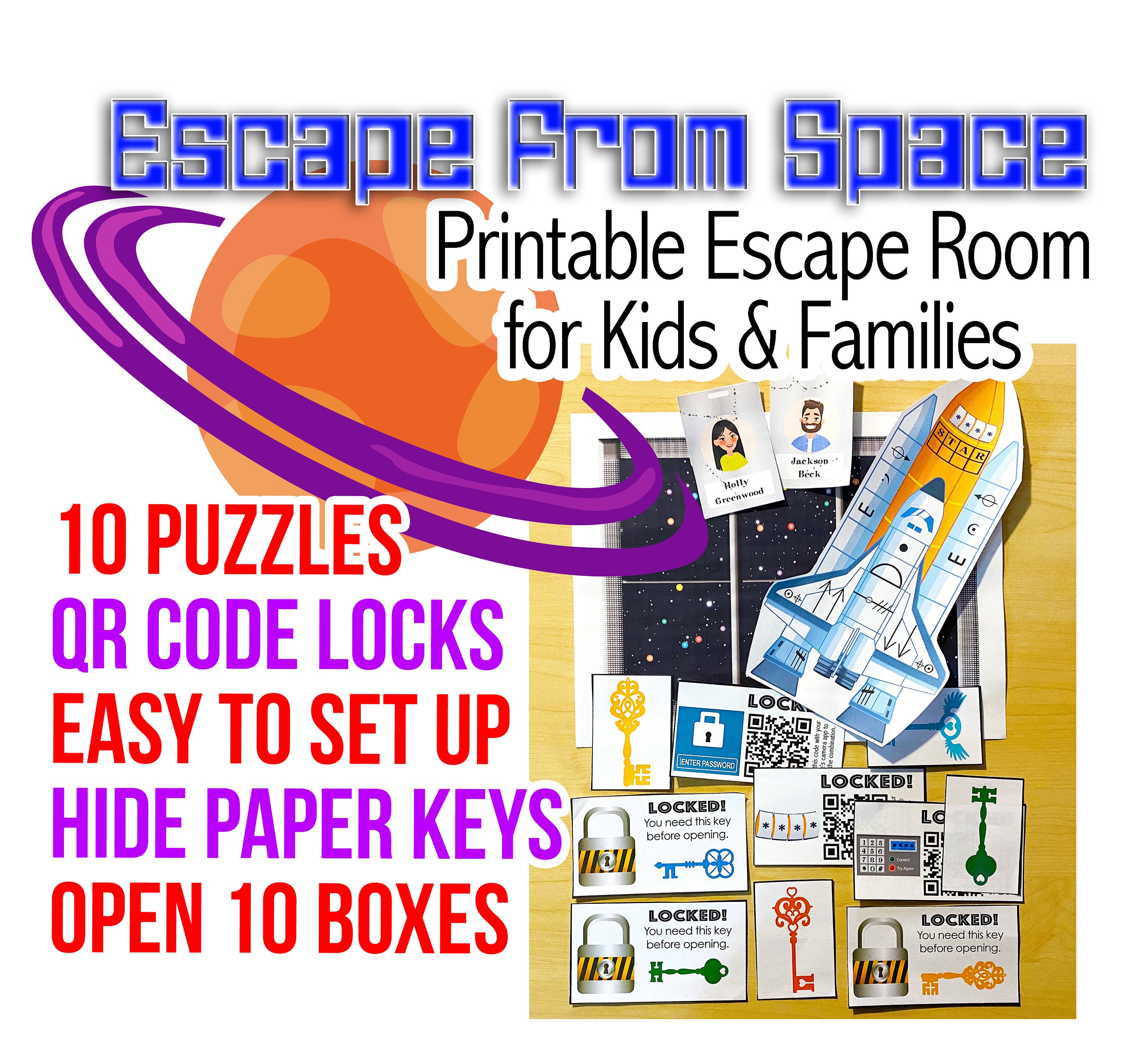 escape room for kids escape from space printable escape etsy