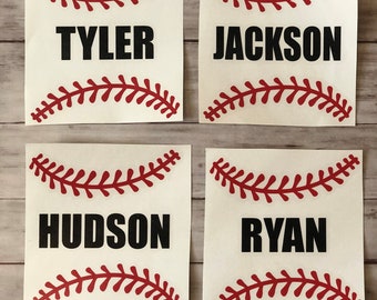 Personalized Baseball Stitches Decal: Vinyl Name & Number Sticker