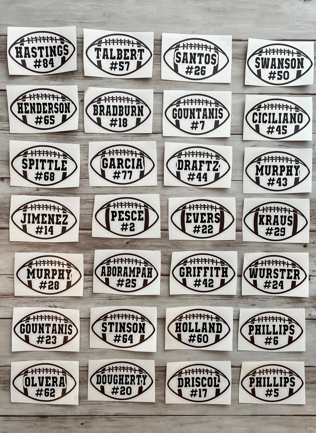 Football Display Names Personalized Football Decal: Custom Name & Number Vinyl Sticker - Etsy