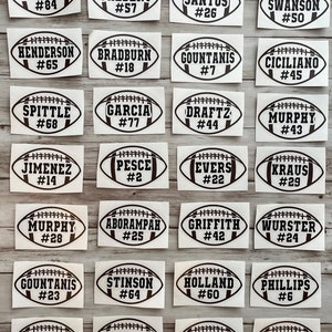 Personalized Football Decal: Custom Name & Number Vinyl Sticker