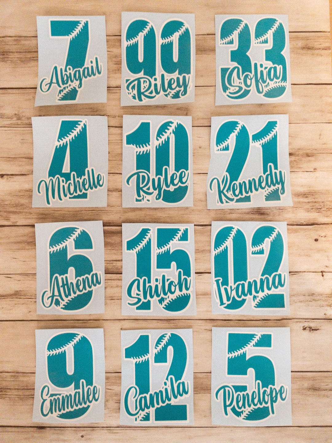 Personalized Baseball/softball Number Decal: Script Font (digital File ...