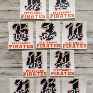 Personalized Baseball Softball Number Decals: Team Name, Dugout Bucket Decals
