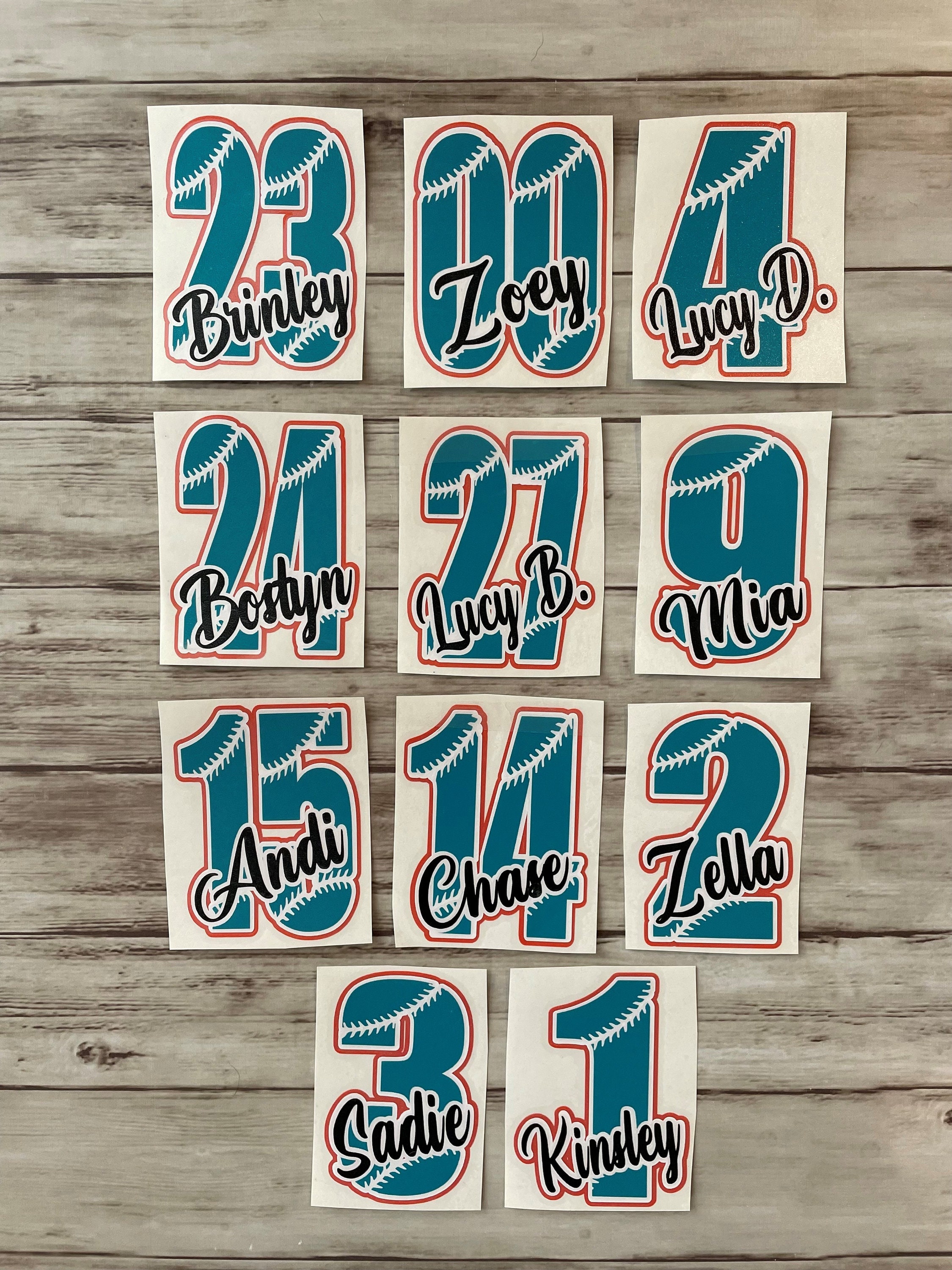 Personalized Baseball/softball Number Decal: Script Font (digital File ...