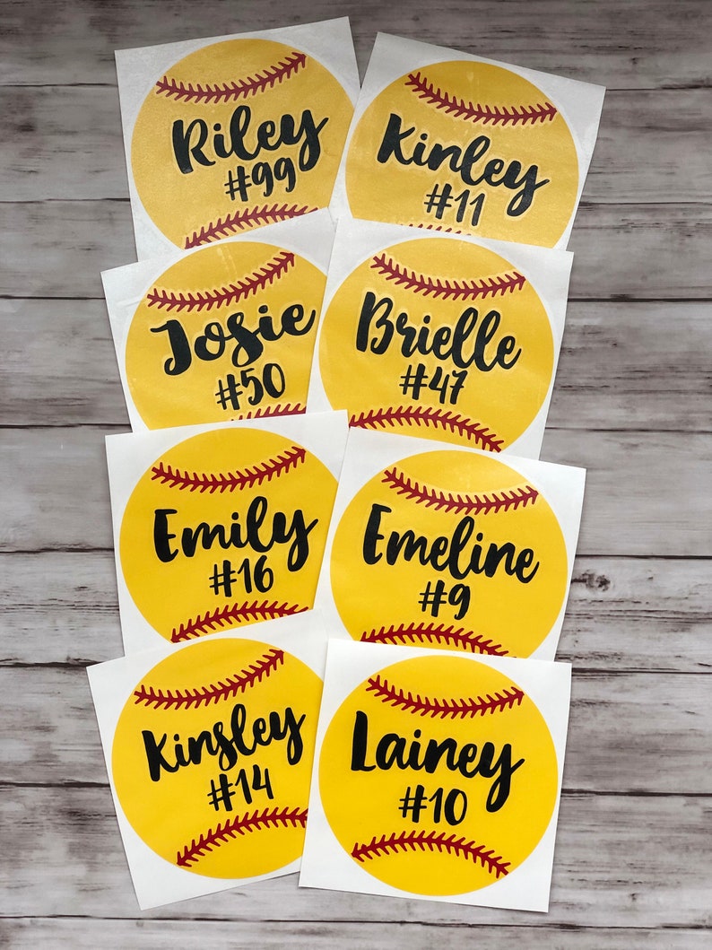 Personalized Softball Decal: Vinyl Name & Number Sticker - Etsy