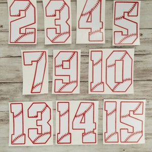 Baseball Number Decals: Helmet, Tumbler, Bucket Stickers