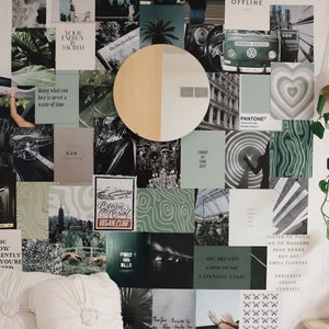 The Sage Kit Wall Collage | Sage Decor | Green Collage Wall | Photo Wall Collage Sage Aesthetic | Sage Green | Green | Earthy | Dorm Decor