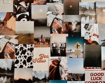Western Photo Collage Kit | Cowgirl Aesthetic Wall Art (8.5x11)