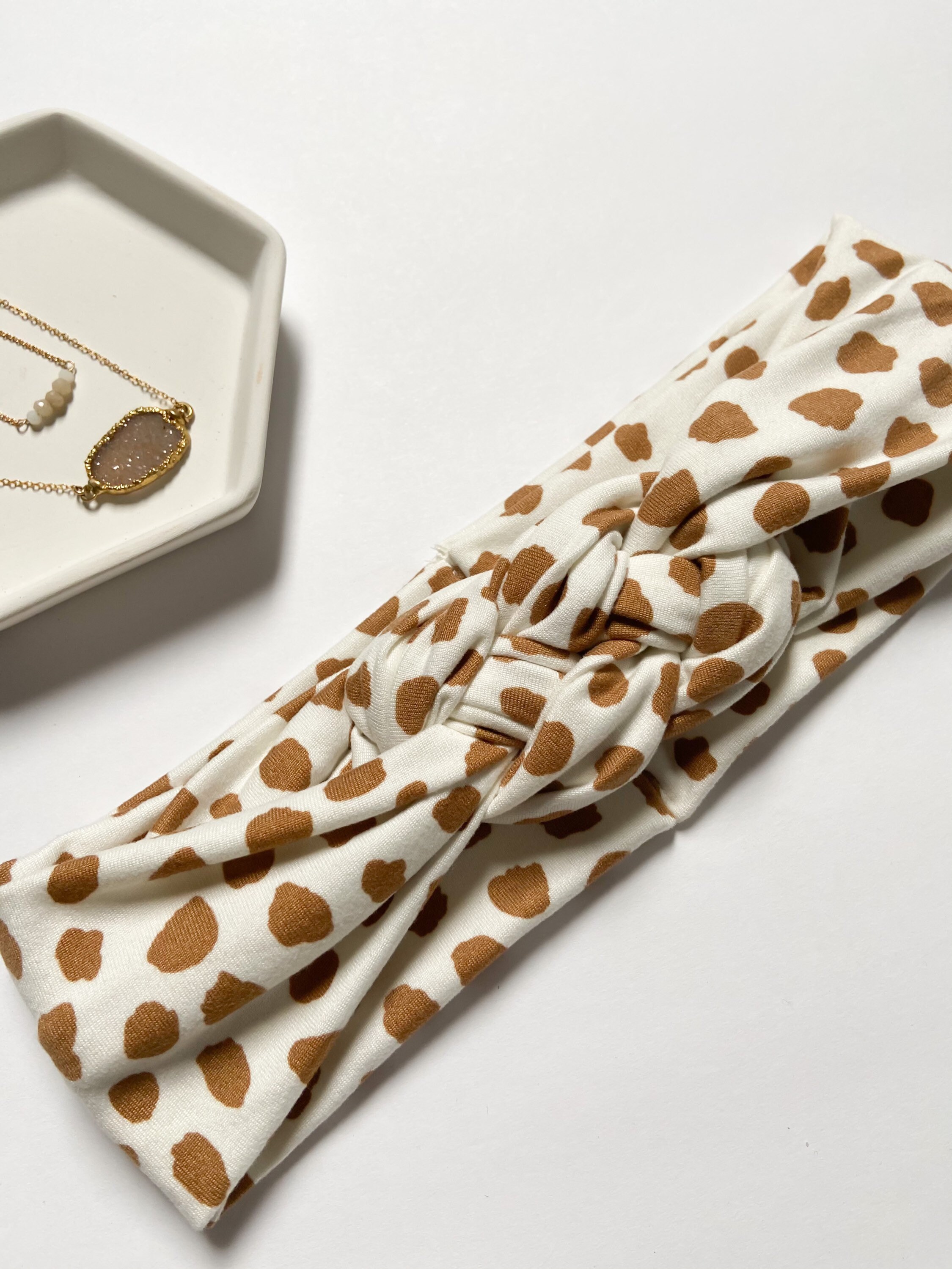 Mocha Cream Headband Polka Dot Headband Womens Headband Etsy