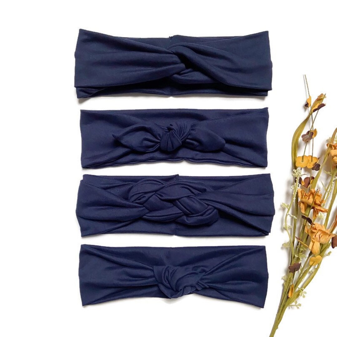 Navy Blue Headband Blue Headband Turban Top Knot Etsy