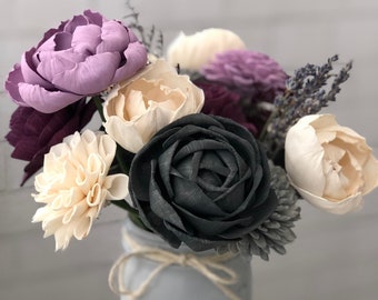 Lavender Farmhouse Arrangement - Wooden Flower Arrangement - Farmhouse Flourish Collection - Rustic Decor - Forever Flowers - Birthday Gift