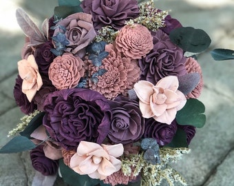 Midnight Promenade Bridesmaid Bouquet - Allure Collection - Wood Flowers - Sola Flowers -  Wedding Bouquet  - Wood bouquet - Moody Bouquet