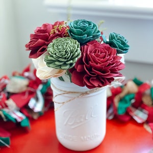 Christmas in the Country - SMALL Pint Jar Arrangement - Gift - Winter Flower Arrangement - Farmhouse Decor - Rustic Decor -  Christmas Gift