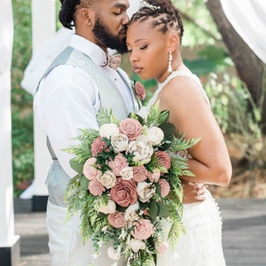 Dusty Rose and Blush Pink Sola Wood Flower Bouquet Sola Flowers Wedding Bouquet Faux Flower Bouquet Silk Flower Alternative image 7