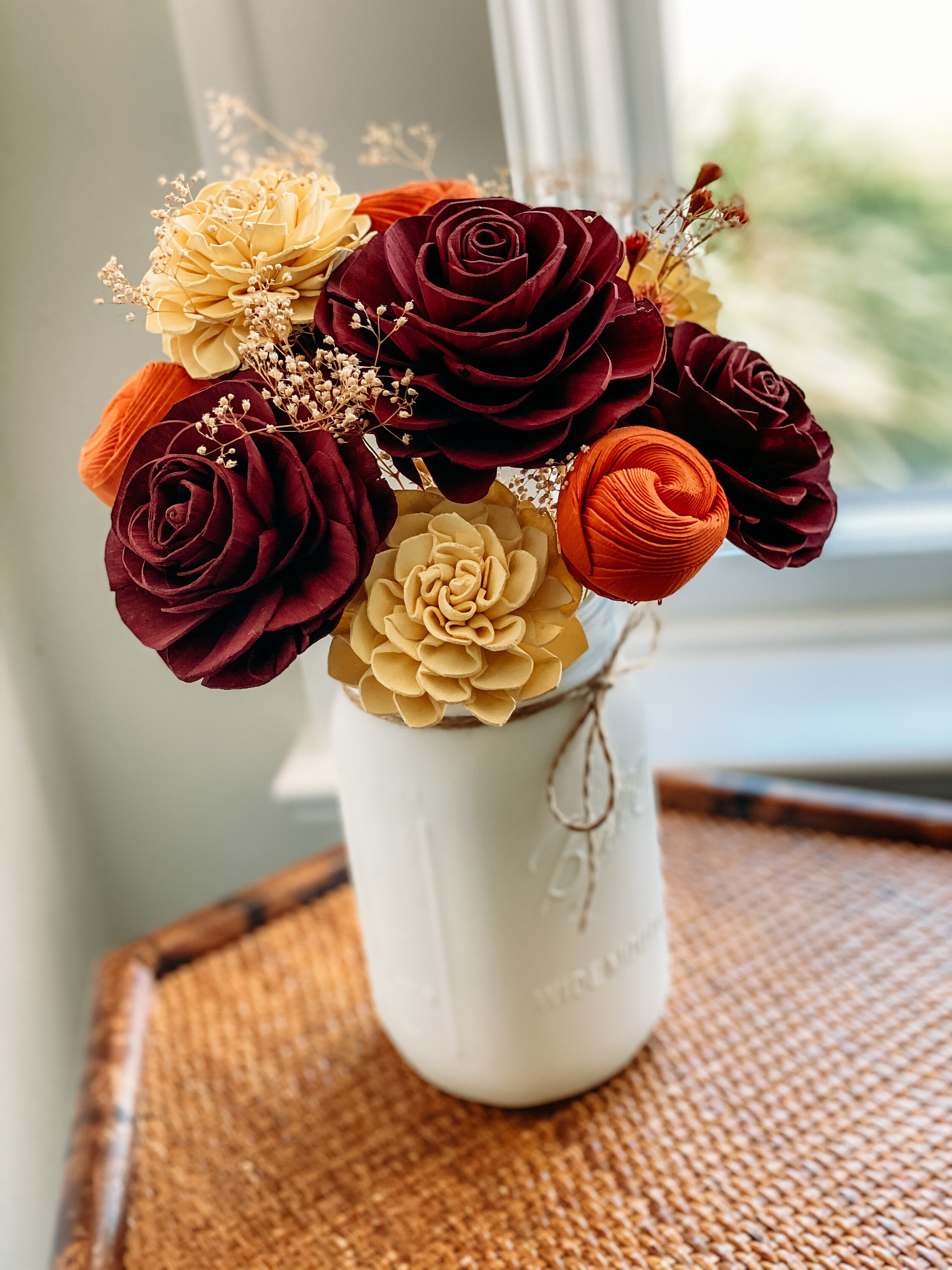 Centerpieces, boutonnières, bouquet, and hair comb all made with sola wood  from Oh You're Lovely. : r/DIYweddings