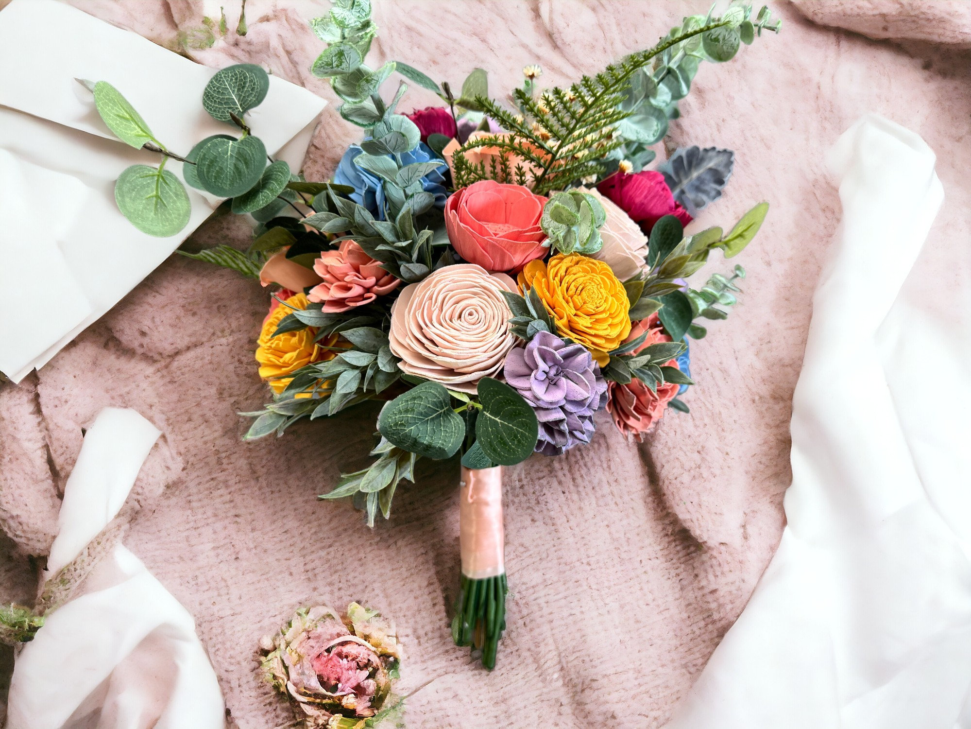 w.o.d.　F.L.O.W.E.R.S. Vibrant Sola Wood Flower Bouquet: Wildflower Wedding Bouquet
