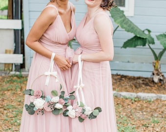 Blush Rose Sola Flower Carrying Hoop: Wedding Bouquet Alternative