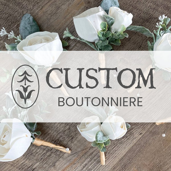 CUSTOM Matching Boutonnière - Wooden Flowers - Wedding Collection - Custom Colors - Made to Order - Match your bouquet - Sola