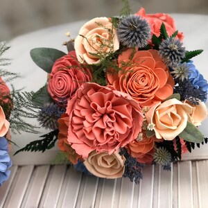 Peaches and Dream Bridesmaid Bouquet Allure Collection Wood Flowers Sola Flowers Wedding Bouquet Lasting Bouquet Sola Wood image 5