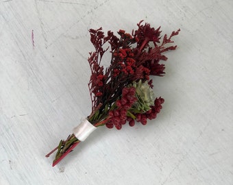 Roses and Rubies Boutonniere - Allure Collection - Boutonnière - Groom's Flower - Wood Sola Flower - Wedding Flowers - Buttonhole