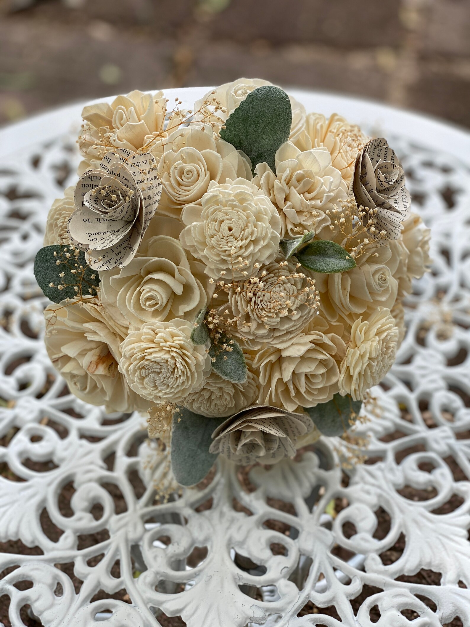 Book Page Flower Bouquet Sola Flower Bouquet Wedding Etsy