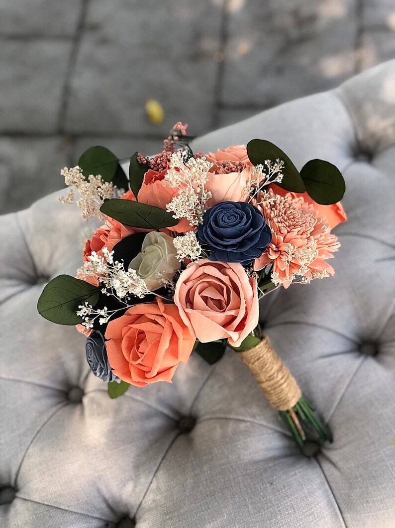 Sola Wood Flower Bouquet Coral Cutie Small 