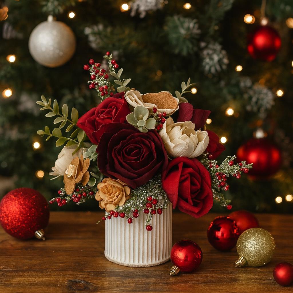 36 Creative Christmas Decor Ideas to Transform Your Space: Festive Hacks You'll Love 26 Beautiful Christmas Sola Wood Flower Centerpiece Rustic Holiday…