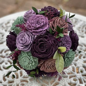 Napa Valley Bridal Bouquet - Wood Flowers - Sola Flowers - Lavender, Lilac and Plum - Wedding Flowers - Pine and Petal - Bridesmaid Bouquet