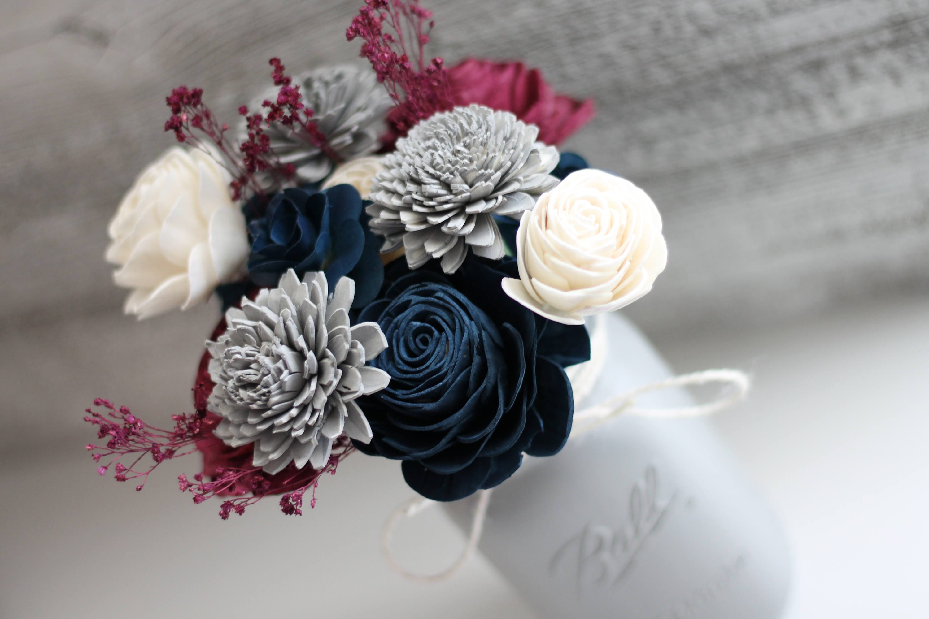 Navy Wooden Flower Arrangement Farmhouse Flourish Collection Etsy