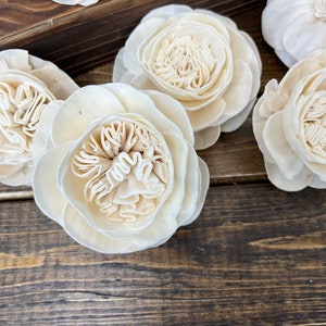 READY TO SHIP - 3&quot; Carlotta Sola Wood English Rose - Raw Natural Wood - Loose Flowers - Wooden Flowers - Wedding Bouquet Flowers - diy Bride